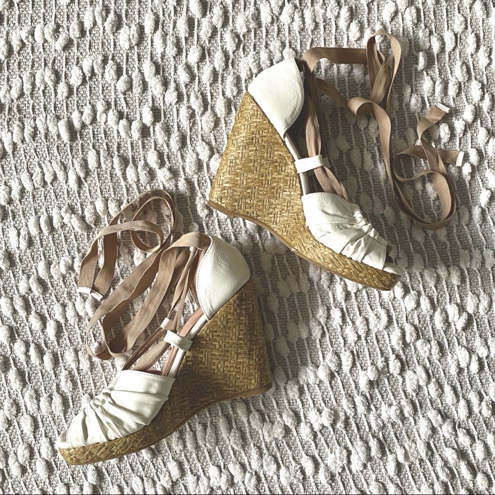 White Vanni Collection Hepburn Wedge Sandals